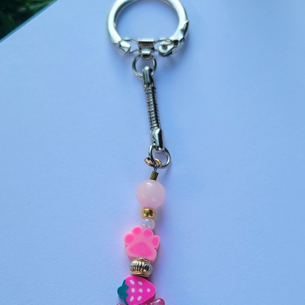 Pink Cat Keychain - Handmade - Picture 4 of 8